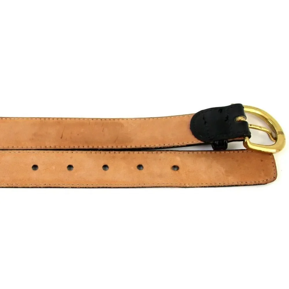 USA STITCHED BLACK GENUINE LEATHER 1 1/8